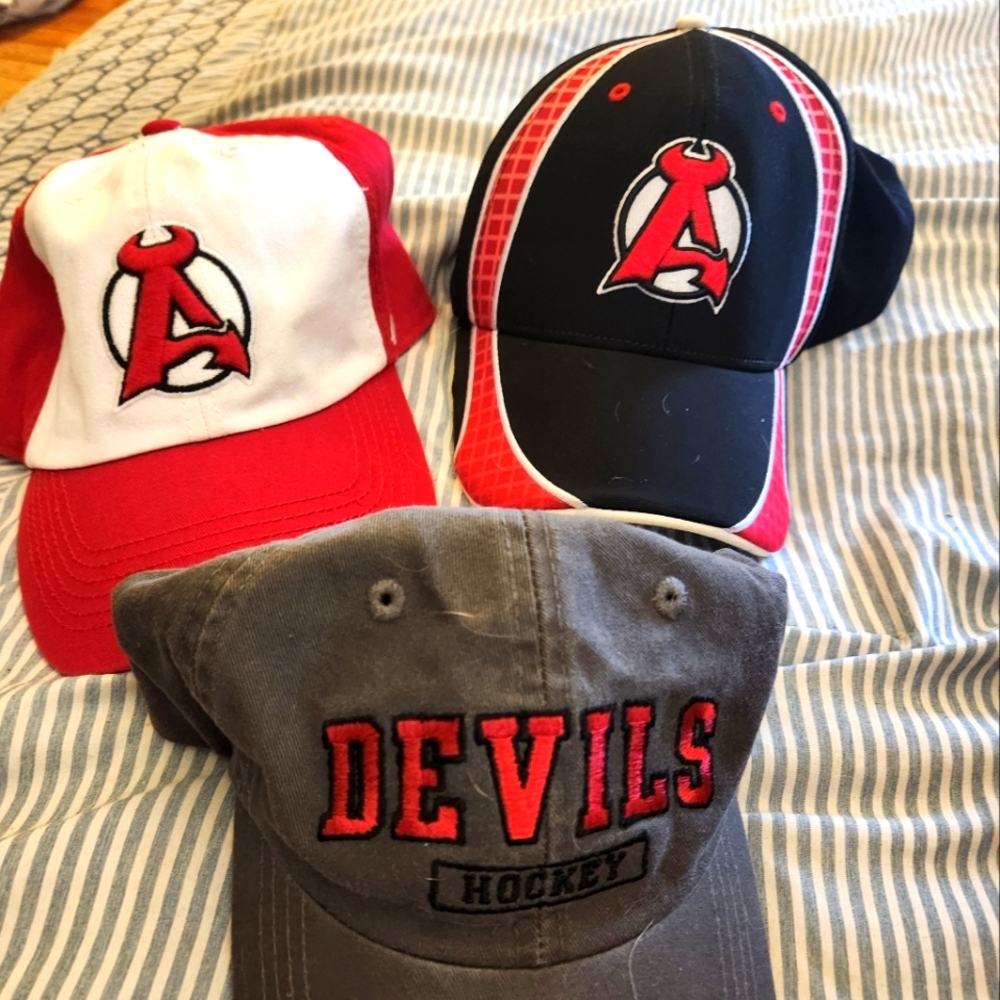3 vintage Albany Devils Hockey caps